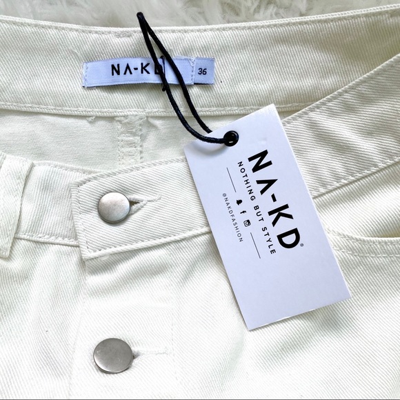 NWT NA-KD Button Up Front White Denim Skirt - Picture 2 of 4